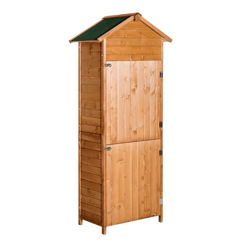 EASYCOMFORT Armadio da Esterno Portaoggetti Ripostiglio Attrezzi Rimovibile con 2 Porte in Legno 79 x 49 x 190cm