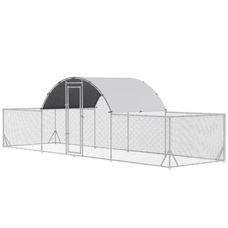 EASYCOMFORT Pollaio da Giardino per 12-14 Galline in Acciaio Zincato e PE con Tettoia e Serratura, 660x190x195 cm