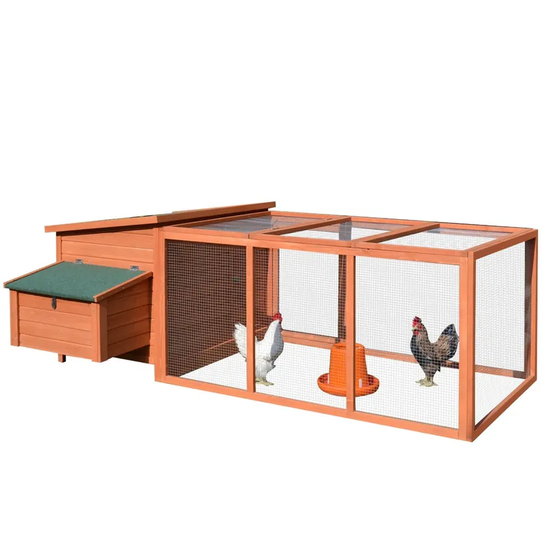 EASYCOMFORT Pollaio in Legno per Galline, Casetta con Tetto Apribile e Spazio Esterno