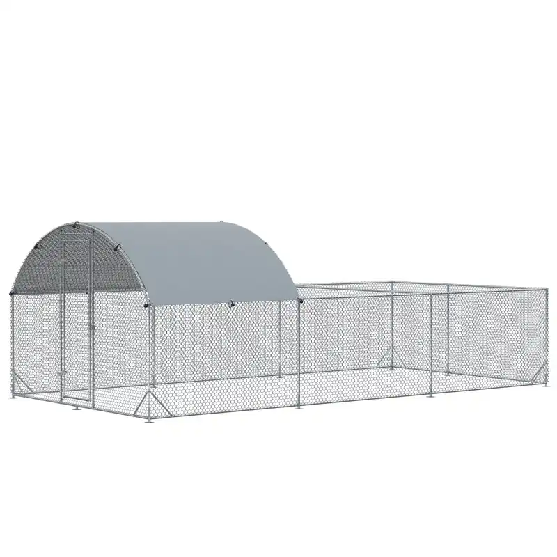 Easycomfort Recinto per Galline da Esterno in Acciaio con Telo di Copertura in PE Anti-UV, 570x280cm