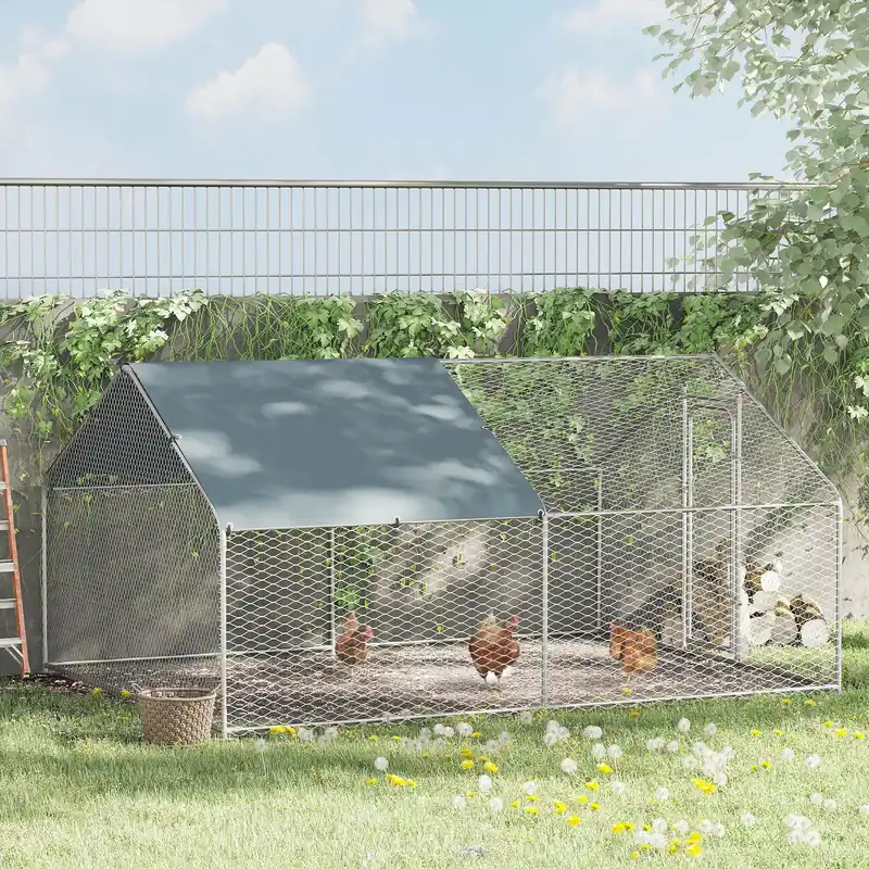 EASYCOMFORT Pollaio da giardino Gabbia Box per Esterno Zincato con Tessuto Oxford di Copertura 3 x 4 x 1.95 m