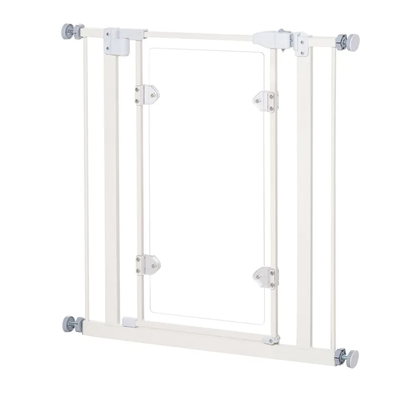 EASYCOMFORT Cancelletto per Cani e Animali Domestici, Cancellino con Larghezza Regolabile Fino a 80cm Chiusura Automatica, Bianco