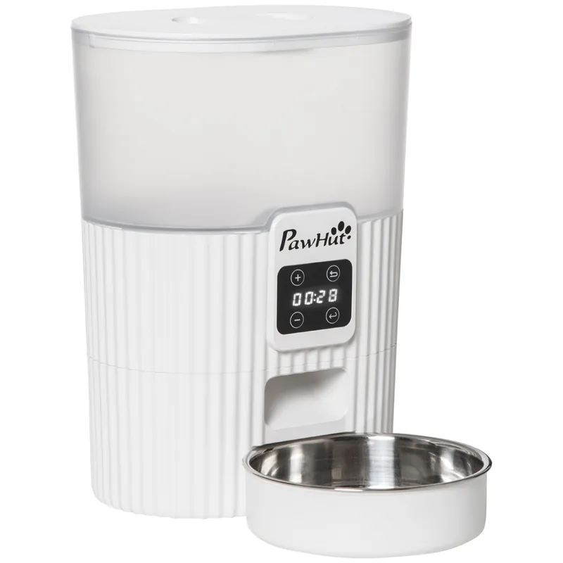 EASYCOMFORT Distributore Automatico Cibo Gatti e Cani con Ciotola e Timer, 1-6 Pasti al Giorno, 20.5x25x28cm