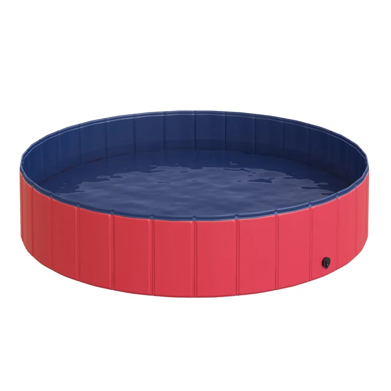 Easycomfort Piscina Vasca da Bagno Portatile Pieghevole per Cani Animali Domestici in PVC ?140 x 30cm Rosso