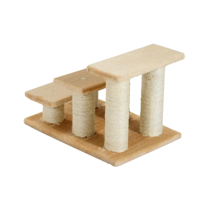 EASYCOMFORT Scaletta per Gatti in Legno e Peluche, beige, 45×35×34cm