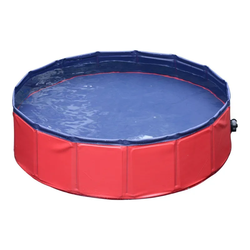 Easycomfort Piscina Vasca da Bagno Portatile Pieghevole per Cani Animali Domestici in PVC Rosso ?160 x 30cm