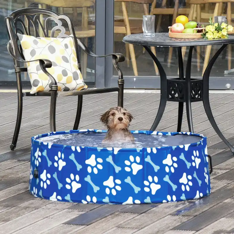 Easycomfort Piscina Rigida per Cani Taglia Media 65kg in Plastica Dura e Antiscivolo per Giardino o Interni, Blu ?120x30cm