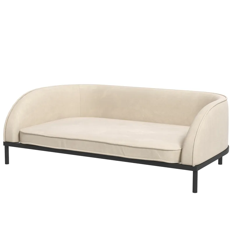 Easycomfort Divano per Cani Taglia Media e Grande con Cuscino Rimovibile e Sfoderabile Vellutato, Crema