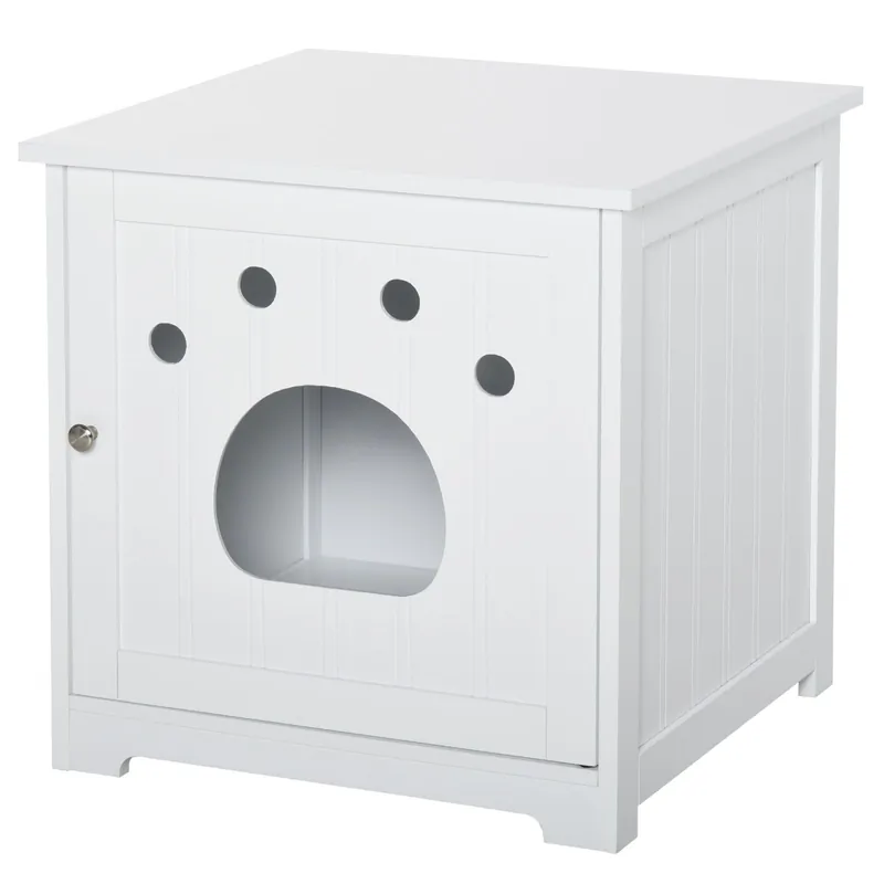 EASYCOMFORT Cuccia per Gatti e Piccoli Cani Mobile per Lettiera in Legno, Bianco