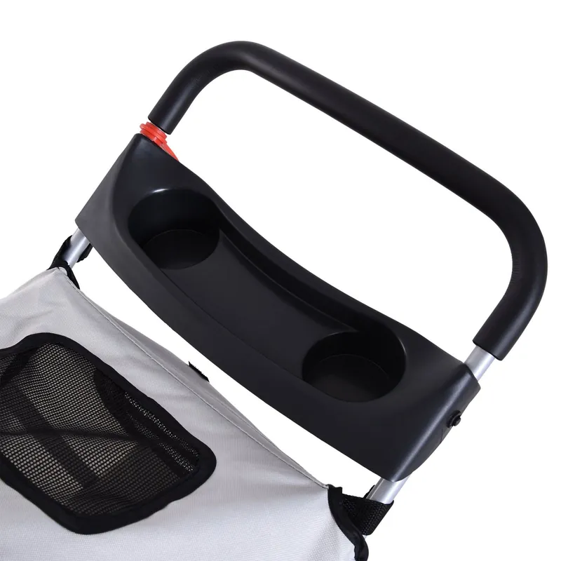 Easycomfort Passeggino per Cani Pieghevole in Tessuto con Cestino e Portabicchieri, 75x45x97cm - Grigio