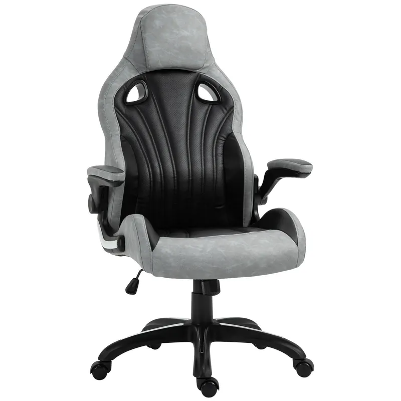 EASYCOMFORT Sedia da Ufficio Poltrona Gaming, Ergonomica con Schienale Alto, Girevole e Altezza Regolabile, Nero e Grigio