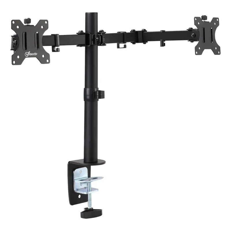 EASYCOMFORT Doppio Supporto Monitor per Scrivania, Altezza, Inclinazione e Orientamento Regolabili, Monitor 13-32'' - Nero