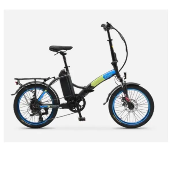 Bicicletta Elettrica Argento Piuma 36V 250W Cambio Shimano a Sette Rapporti Telaio Pieghevole Blue AR-BI-220004