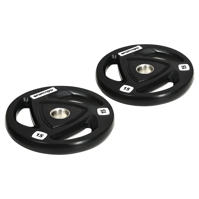 Easycomfort Set di 2 Dischi Pesi da 15kg in Acciaio con Rivestimento in Gomma per Bilanciere