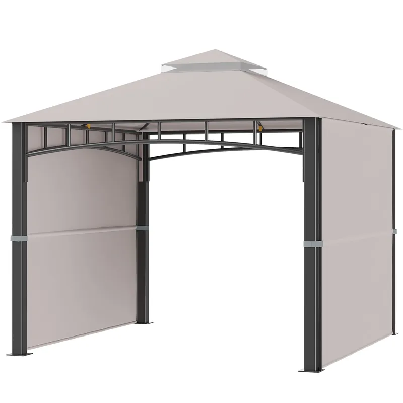 Easycomfort Gazebo da Giardino 3x3 m con Tenda Parasole Laterale, Altezza 288 cm, Cachi