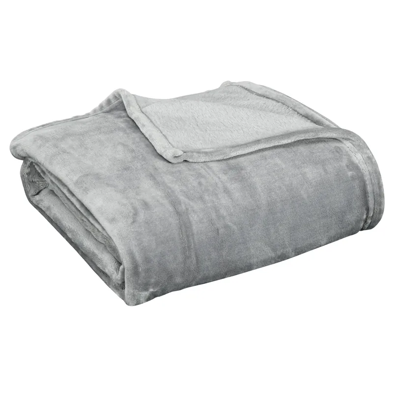 Easycomfort Coperta in Flanella 330 GSM Reversibile per uso Interno ed Esterno, 203x152x0.5 cm, Grigio