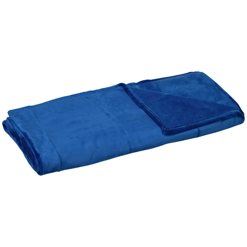 Easycomfort Coperta in Flanella 330 GSM Reversibile per uso Interno ed Esterno, 203x152x0.5 cm, Blu Scuro
