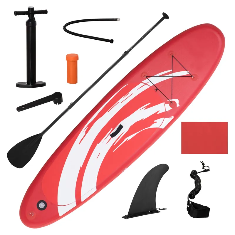 EASYCOMFORT Tavola SUP Gonfiabile con Pagaia, Accessori e Zaino di Trasporto, 300x76x15cm, Rosso e Bianco