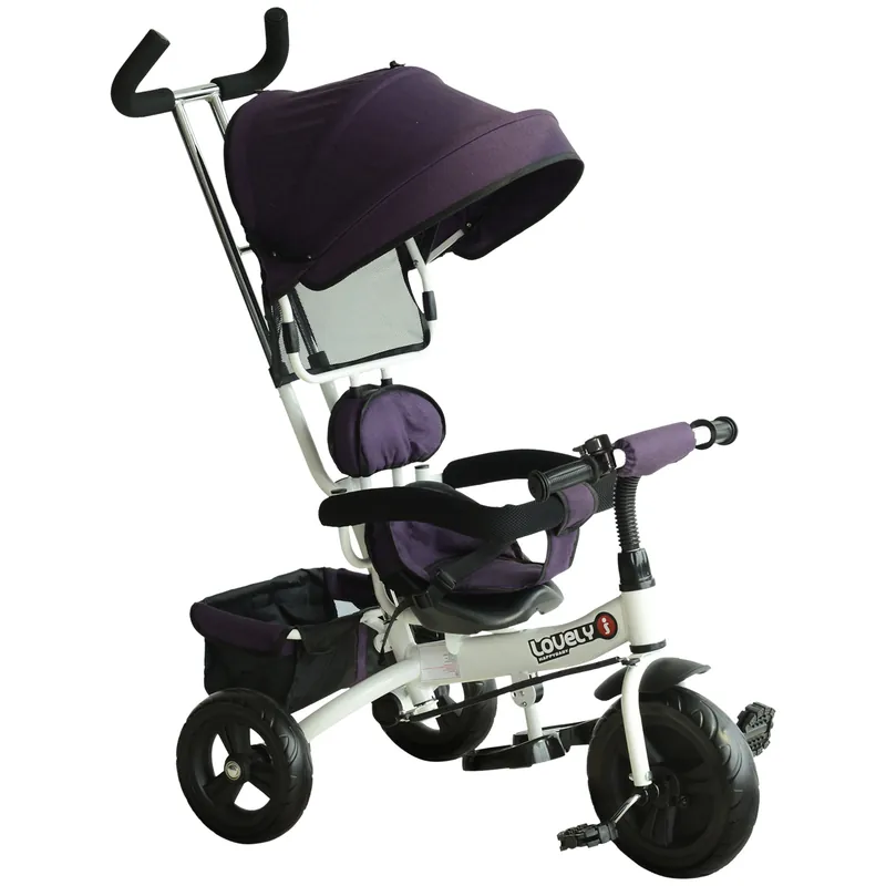 EASYCOMFORT Triciclo per Bambini 18+ Mesi Pieghevole con Seduta Imbottita, Maniglione e Cestino 92x51x110cm