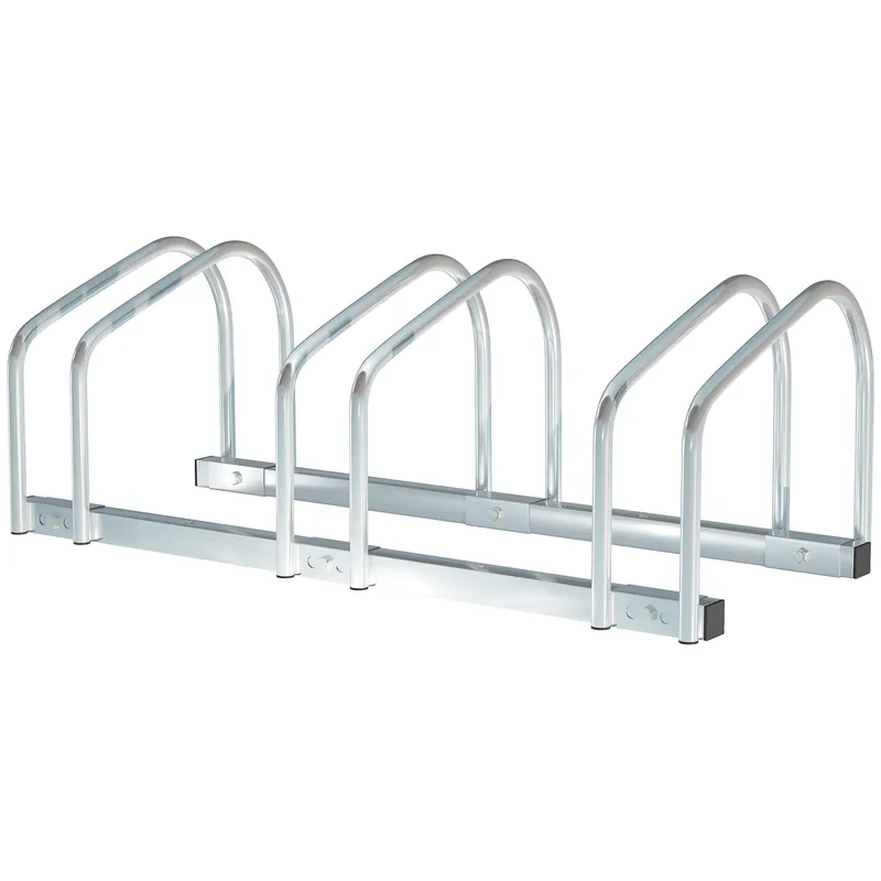 Easycomfort Rastrelliera Portabiciclette Parcheggio per 3 Biciclette in Acciaio, 76x33x27 cm, Argento