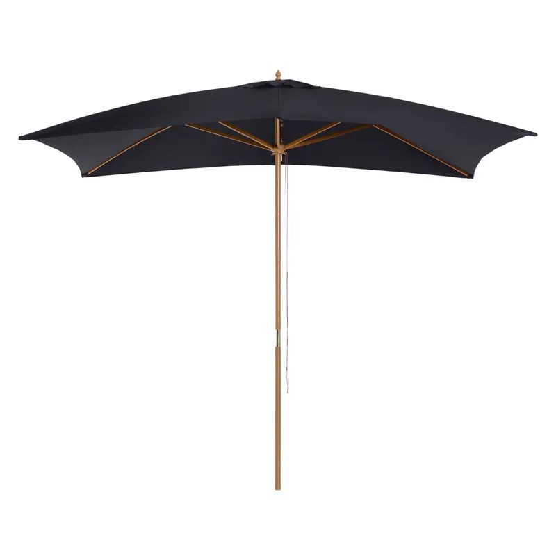 EASYCOMFORT Ombrellone 2x3 m da Giardino Impermeabile, in Legno e Poliestere 180G, Nero
