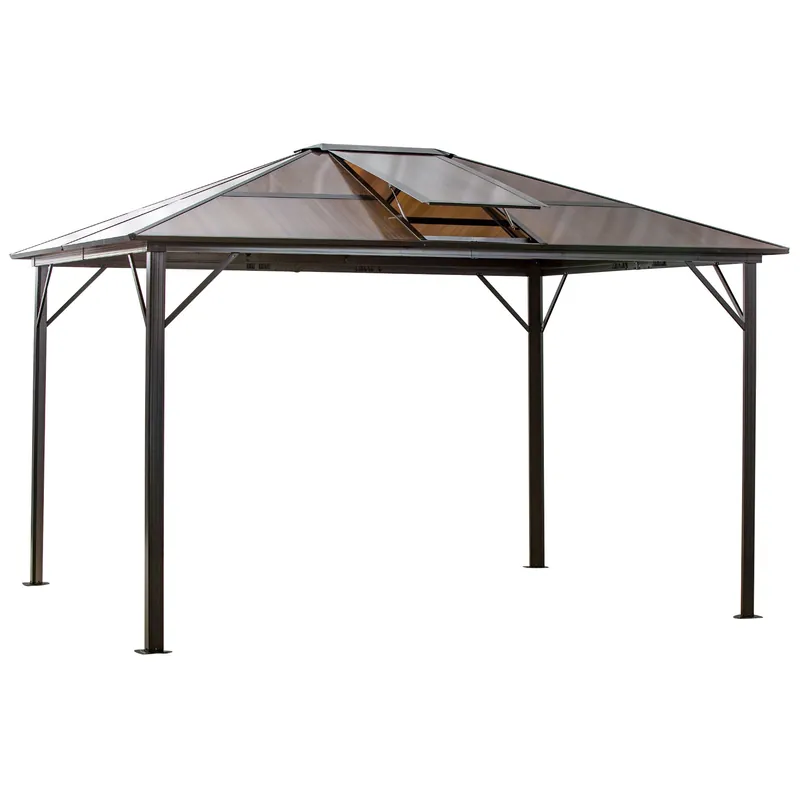 Easycomfort Gazebo da Giardino 3.6x3m con Tetto Apribile in Policarbonato e Struttura in Alluminio