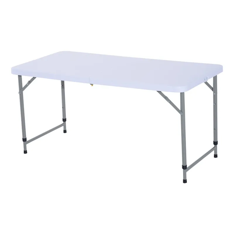 EASYCOMFORT Tavolo Richiudibile a Valigetta per Campeggio e Picnic in Polietilene, Bianco, 122x61x59\\/74cm