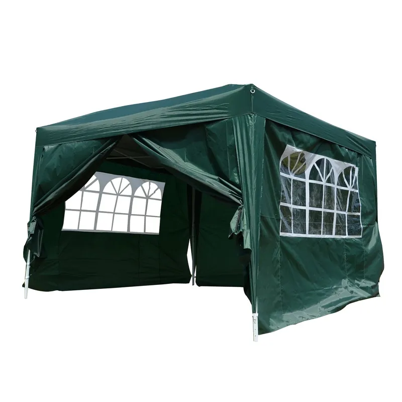 EASYCOMFORT Gazebo Impermeabile con Pannelli Laterali Pieghevole 3x3m, Verde