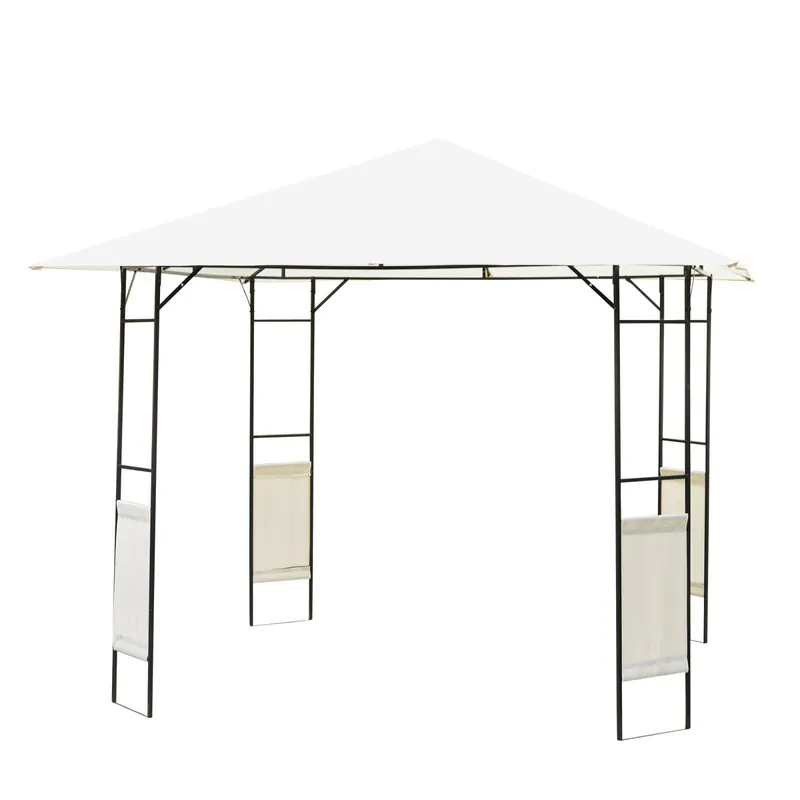 Easycomfort Gazebo 3x3 m con Tettuccio Rinforzato e 4 Viti, in Acciaio Verniciato a Polvere, Nero e Crema