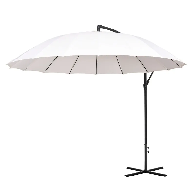 Easycomfort Ombrellone Decentrato da Giardino 3x2.6 m a Braccio con Base a Croce, Bianco Crema