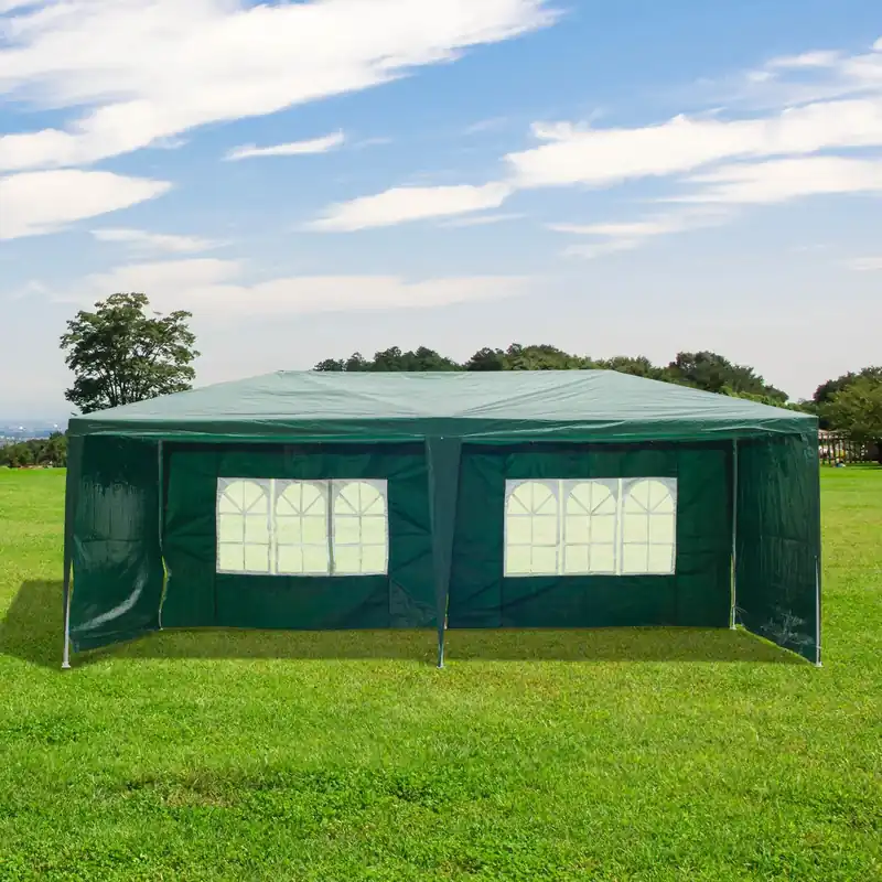 EASYCOMFORT Gazebo da Esterno Impermeabile in Acciaio e PE con Pannelli Rimovibili, Verde, 3x6m