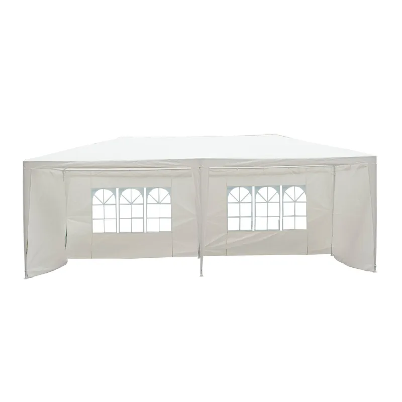 EASYCOMFORT Gazebo da Esterno Impermeabile in Acciaio e PE con Pannelli Rimovibili, Bianco, 3x6m