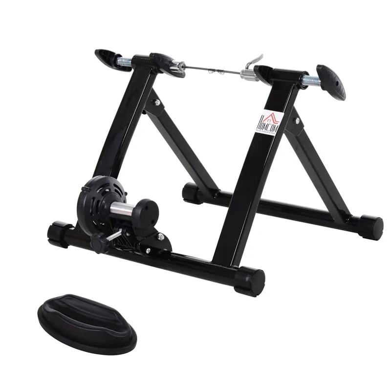 EASYCOMFORT Rulli per Bici da Corsa Pieghevole in Acciaio, Rullo per Bicicletta Allenamento Salvaspazio per Casa, 54.5x47.2x39.1cm Nero