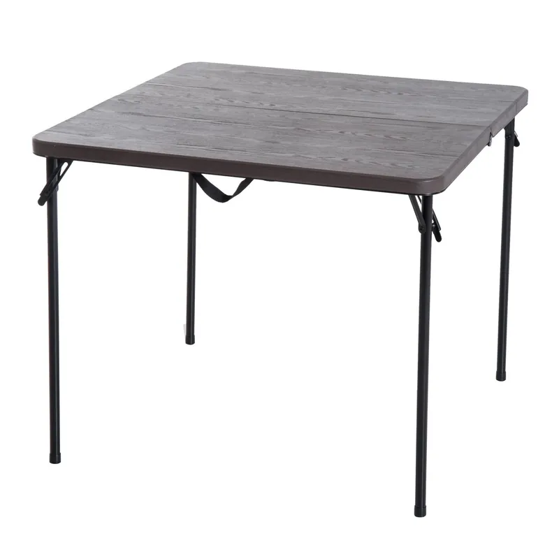 EASYCOMFORT Tavolo da Campeggio con Chisura a Valigetta in Metallo e Plastica Marrone 86x86x71,5cm