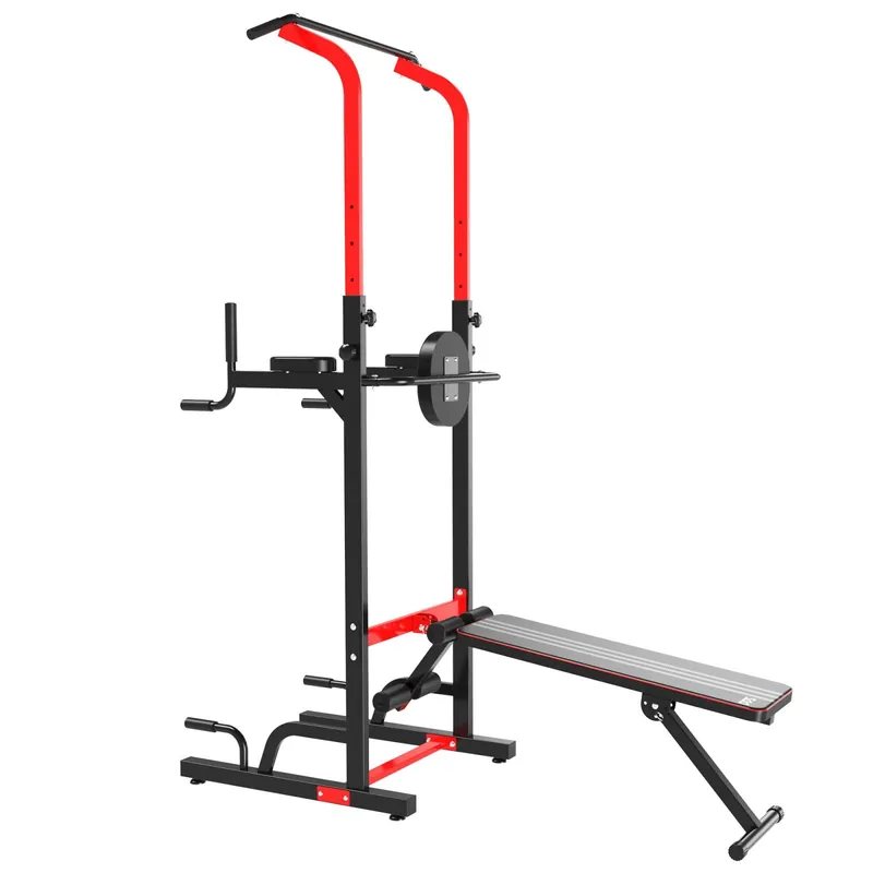 EASYCOMFORT Stazione da Fitness Sbarra per Trazioni, Power Tower Palestra Multifunzione Pieghevole Altezza Regolabile 180-230cm Max. carico 120kg