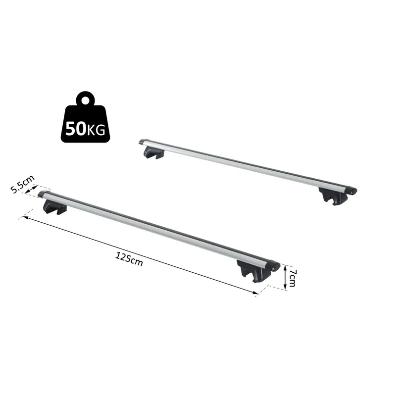 EASYCOMFORT Barre Portapacchi per Auto in Alluminio con Serratura 125x5.5x7cm