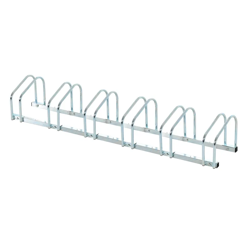 EASYCOMFORT Rastrelliera Portabiciclette Parcheggio per 6 Biciclette Argento 160x33x27cm