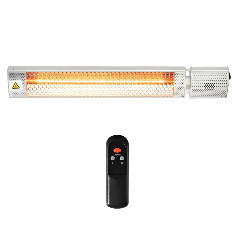 EASYCOMFORT Stufa da Esterno Elettrica 1000W\\/2000W, Pannello Riscaldante a Parete con Telecomando, in Alluminio, 67.5x10.5x7cm - Grigio