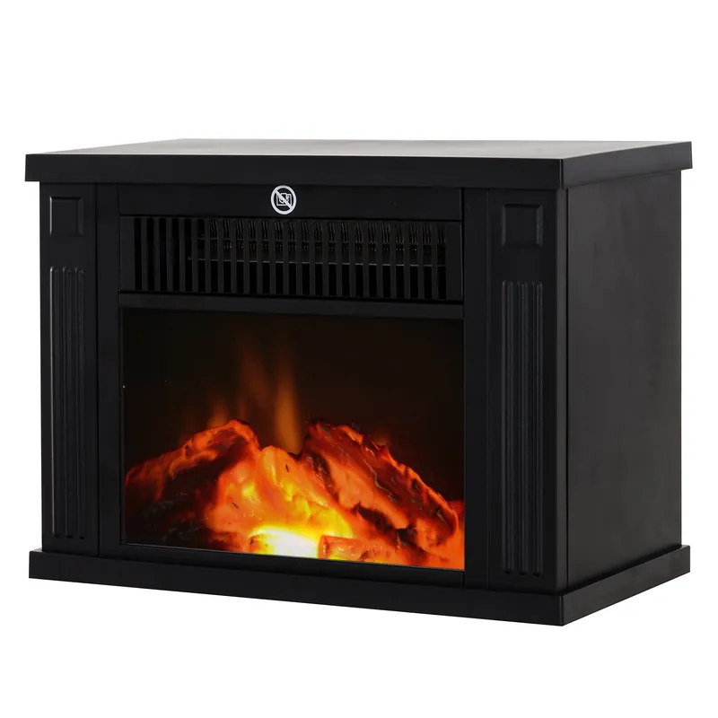 Easycomfort Camino Elettrico da Tavolo con Effetto Fiamma, Caminetto con Potenza Regolabile 600\\/1200W, Copertura 10-15m², Nero