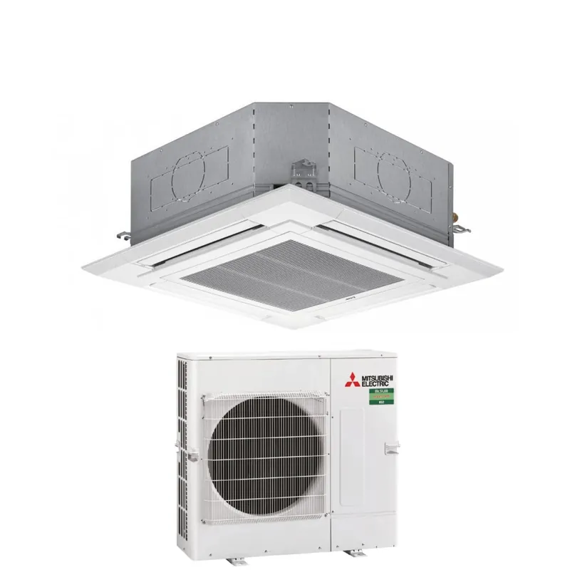 Climatizzatore Condizionatore Mitsubishi Electric Cassetta 90x90 a 4 Vie Inverter 34000 Btu PLA-SM100EA + PUZ-SM100VKA Monofase R-32 Wi-Fi Optional con Griglia Inclusa
