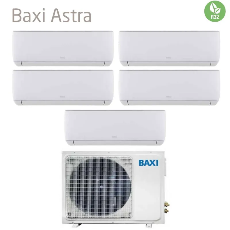 Climatizzatore Condizionatore Baxi Penta Split Inverter Serie Astra 7+7+12+12+18 con LSGT125-5M R-32 Wi-Fi Optional 7000+7000+12000+12000+18000 - Novità