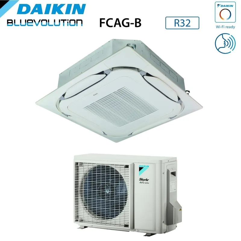 Climatizzatore Condizionatore Daikin Bluevolution Inverter a Cassetta Round Flow 24000 Btu FCAG71B + RZAG71MV1 Monofase R-32 Wi-Fi Optional Con Griglia Standard e Comando a Infrarossi Inclusi