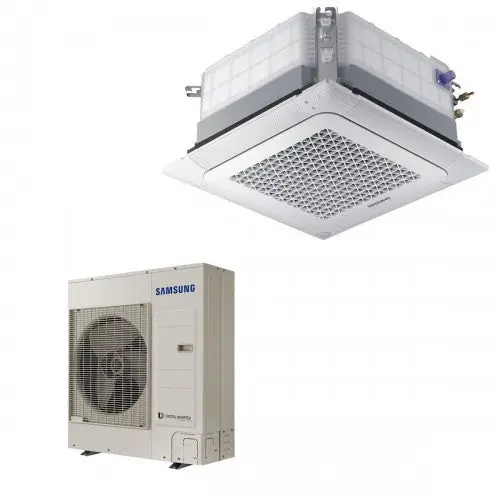 Climatizzatore Condizionatore Samsung Inverter Cassetta 4 Vie Windfree 30000 Btu AC090NN4DKH\\/AC090MXADKH R-410 con Pannello PC4NUFMAN e Comando a Filo