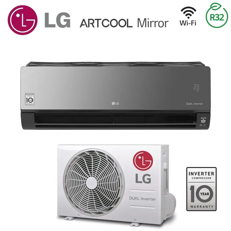 Climatizzatore Condizionatore LG Inverter serie ARTCOOL MIRROR 9000 Btu AC09BQ R-32 Wi-Fi Integrato Classe A++\\/A+