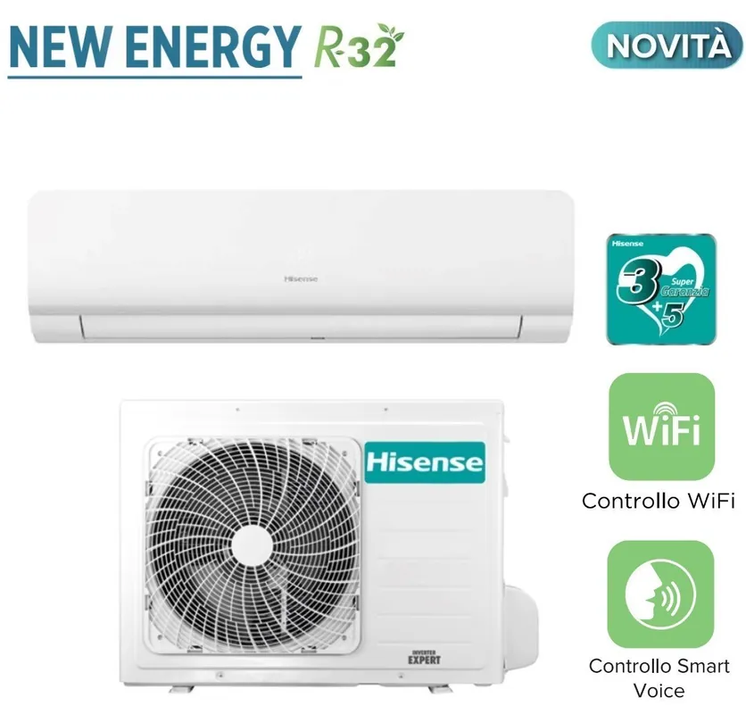 Climatizzatore Condizionatore Hisense Inverter serie NEW ENERGY 12000 Btu KC35XR00G + TQ35XE0CW R-32 Wi-Fi Integrato Classe A+++\\/A++