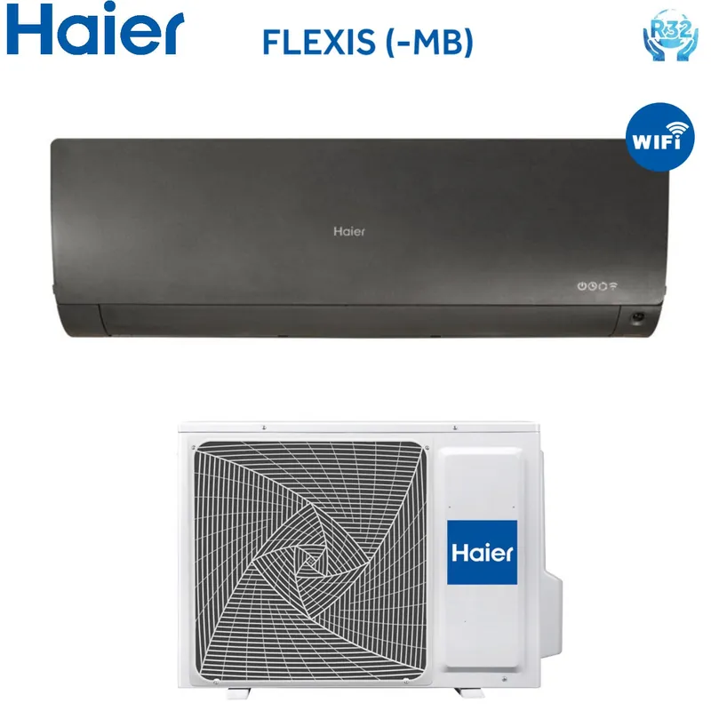 Climatizzatore Condizionatore Haier Inverter serie FLEXIS BLACK 12000 Btu AS35S2SF1FA-MB R-32 Wi-Fi Integrato Colore Nero