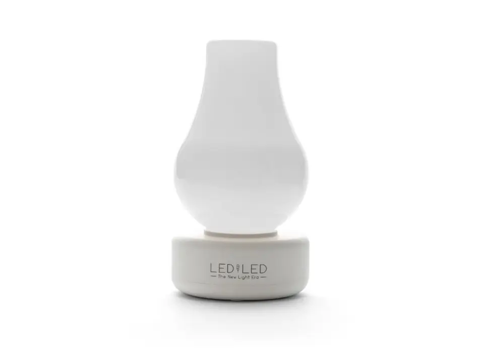 Nina, lampada da tavolo led senza fili in vetro milky - base bianca
