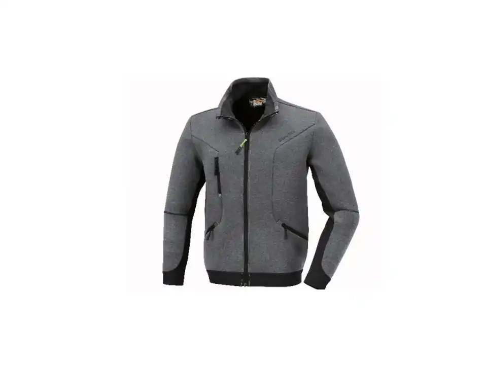 Pile zip lunga grigio/nero