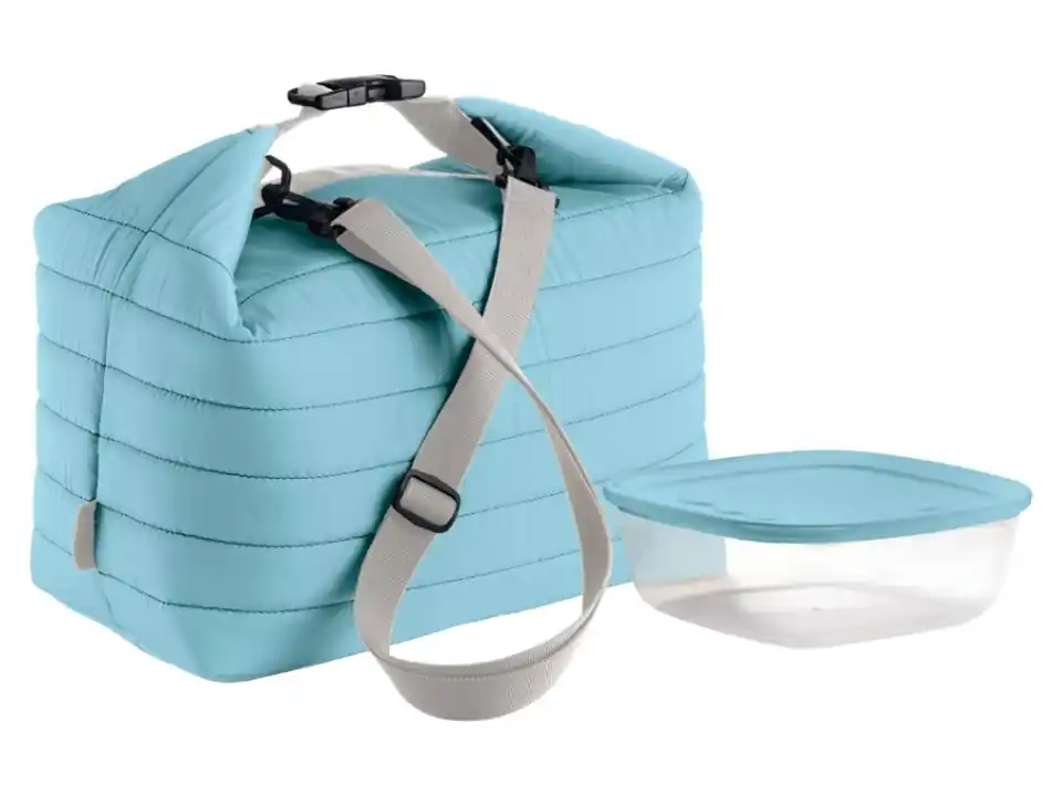Borsa termica grande con contenitore salvafreschezza handy on the go azzurro