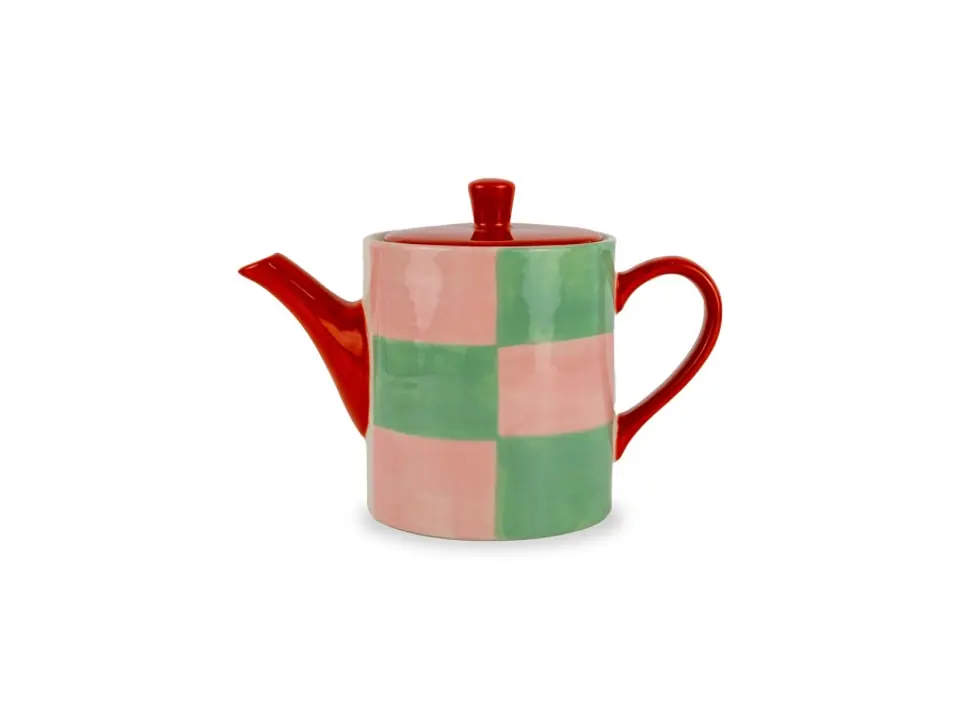 Teiera in stoneware, 850 ml, rosa/verde